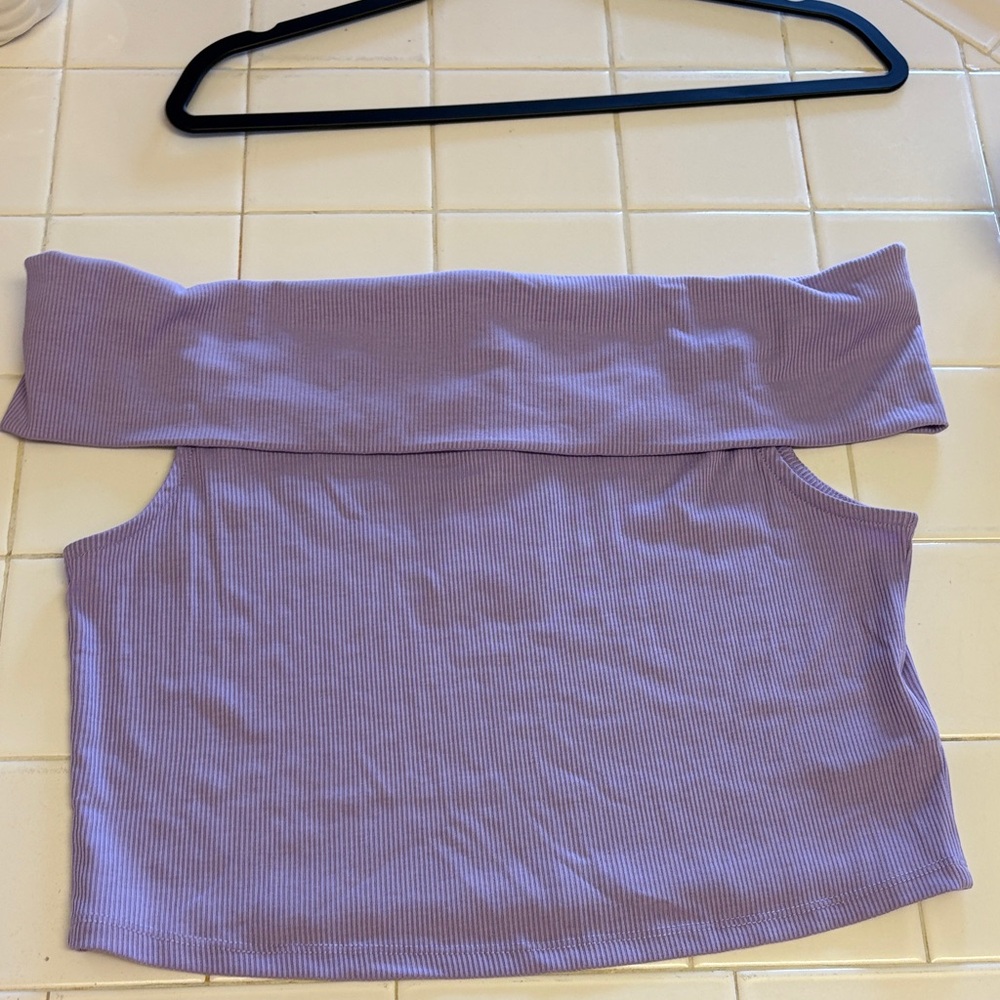 H&M Lavender Off-Shoulder Crop Top